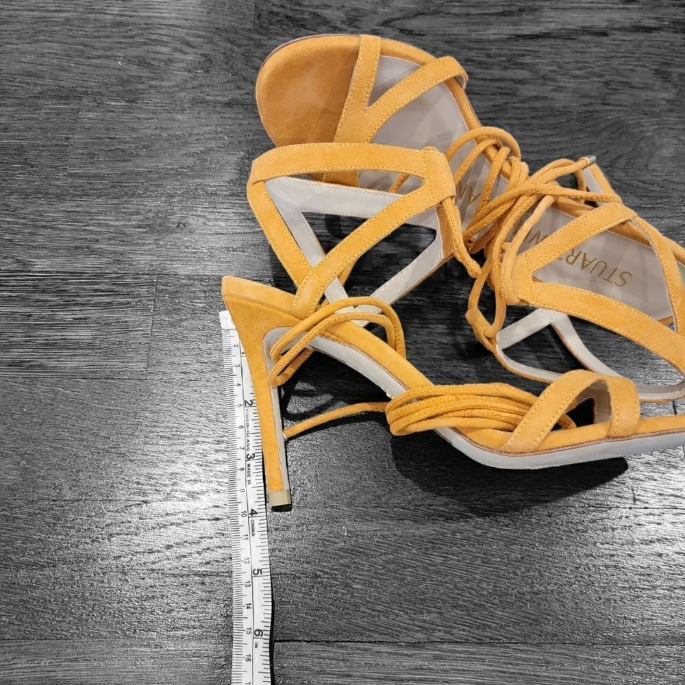 New STUART WEITZMAN Soiree 100 Lace-Up Sandals Mango SZ 5.5 - Picture 6 of 6